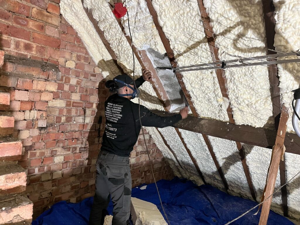 Spray foam insulation removal by Universal Eco Homes