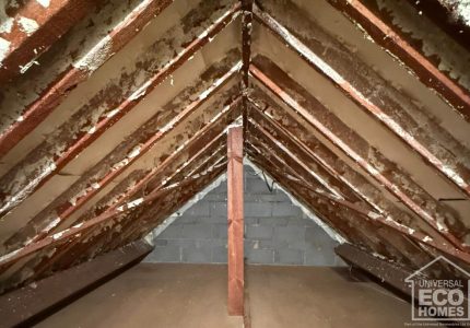 Interior of loft showing Universal Eco Homes Spray Foam Removal